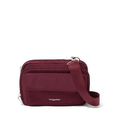 Baggallini Women's Double Zip Crossbody Bag In Burgundy
