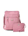 Baggallini Women's Go Bagg Crossbody Bag With Rfid Wristlet In Pink