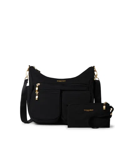 Baggallini Women's Modern Everywhere Bag, Set 2 Piece In Black With Gold Hardware
