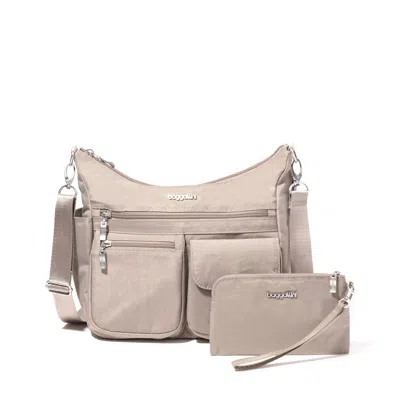 Baggallini Women's Modern Everywhere Hobo Crossbody Bag With Wristlet In Beige