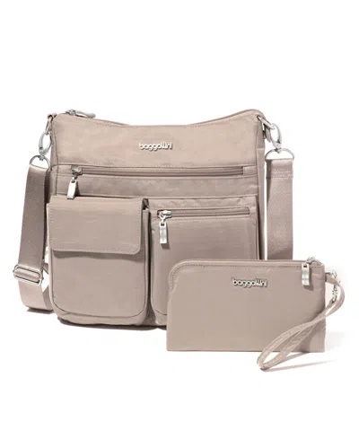 Baggallini Women's Modern Everywhere Slim Crossbody With Rfid Wristlet, Set 2 Piece In Brown