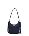 Baggallini Women's Modern Pocket Half Moon Shoulder Bag With Crossbody Strap In Blue