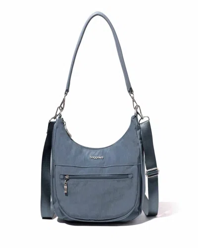 Baggallini Women's Modern Pocket Half Moon Shoulder Bag With Crossbody Strap In Gray