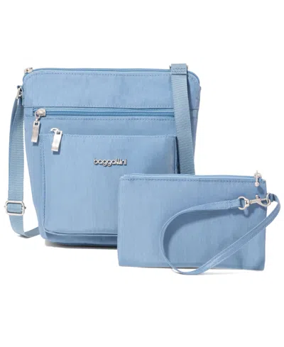 Baggallini Go Bagg Crossbody Bag With Rfid Wristlet In Blue