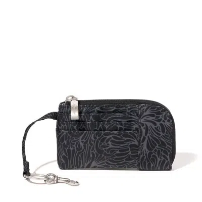 Baggallini Wristlet Women's Midnight Blossom Print Rfid Card Case Wallet Erk125 In Black