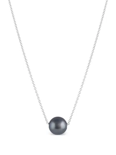 Baggins 14k White Gold Sliding Pearl Necklace In Metallic