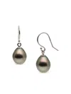 Baggins 18k White Gold Tahitian Pearl Earrings In Metallic