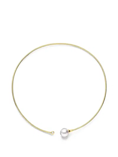 Baggins South Sea Pearl And Diamond Wire Choker Necklace In Gold