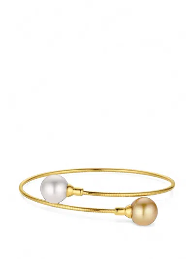 Baggins South Sea Pearl Wire Bangle Bracelet In Gold