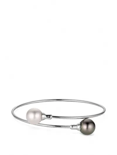 Baggins Tahitian And South Sea Pearl Bangle Bracelet In Silver