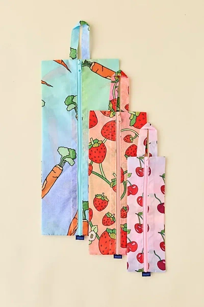 Baggu 3d Printed Zip Pouch Set In Carrots/berries, Women's At Urban Outfitters