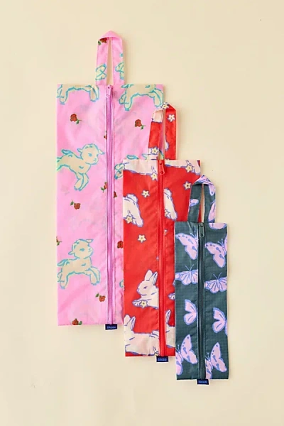Baggu 3d Printed Zip Pouch Set In Spring Animals, Women's At Urban Outfitters