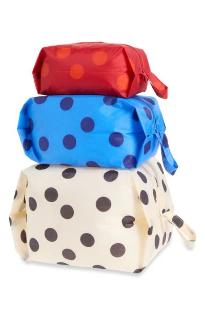 Baggu 3d Set Of 3 Nylon Zip Pouches In Polka Dot Mix