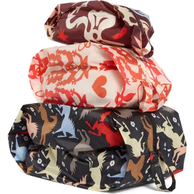 Baggu 3d Zip Set Of 3 Pouches In Western Cut-outs