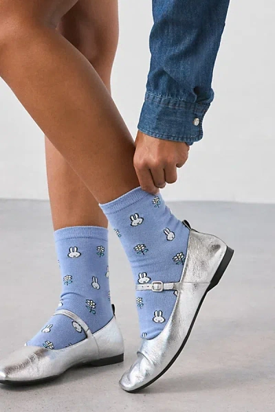 Baggu & Miffy Flower Crew Sock In Miffy Blue, Women's At Urban Outfitters