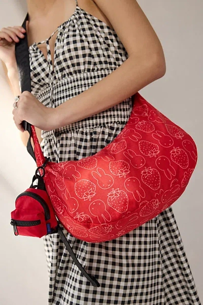 Baggu & Miffy Uo Exclusive Medium Nylon Crescent Bag In Miffy Strawberry, Women's At Urban Outfitters