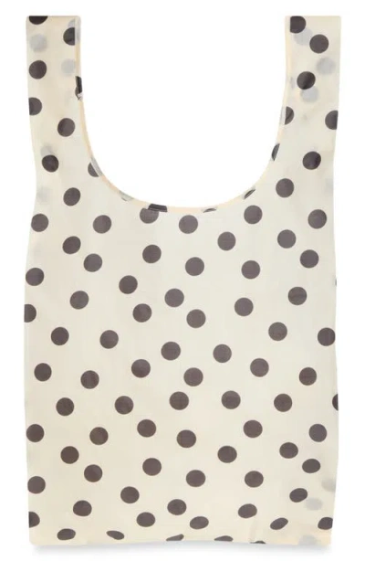 Baggu Big  Tote In Cream And Black Polka Dot
