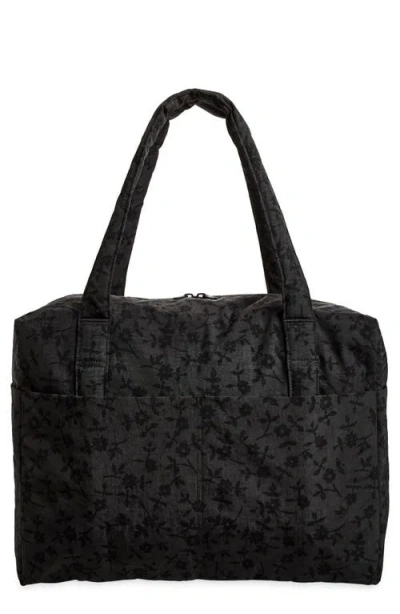Baggu Cloud Carry-on Bag In Charcoal Ditsy Floral