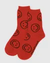 Baggu Happy Crew Sock In Red Happy, Women's At Urban Outfitters In Red