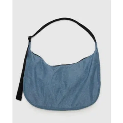Baggu Digital Denim Large Nylon Crescent Bag In Blue