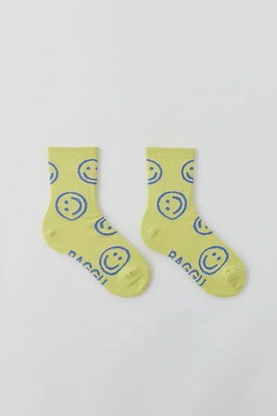 Baggu Happy Crew Sock In Citron Happy, Women's At Urban Outfitters In Citron Happy