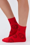 Baggu Happy Crew Sock In Red Happy, Women's At Urban Outfitters