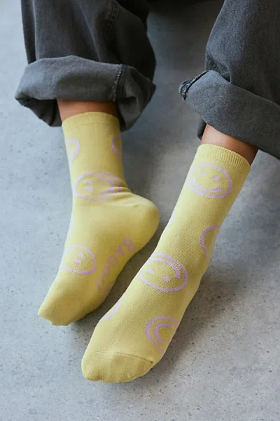 Baggu Happy Crew Sock In Straw Happy, Women's At Urban Outfitters