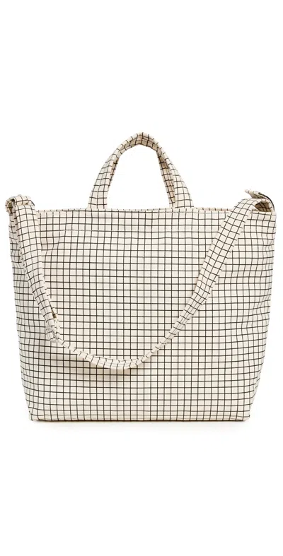 Baggu Horizontal Zip Duck Bag Natural Grid In Neutral