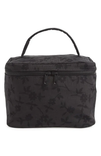 Baggu Large Cosmetic Case In Charcoal Ditsy Floral
