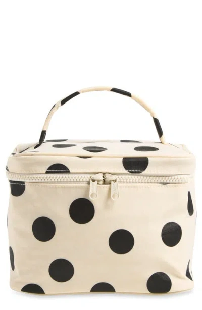 Baggu Large Cosmetic Case In Cream And Black Polka Dot