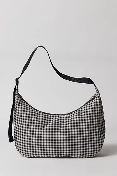 Baggu Large Nylon Crescent Bag In Black/white Gingham, Women's At Urban Outfitters