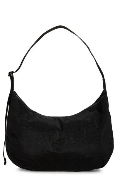 Baggu Large Recycled Nylon Crescent Crossbody Bag In Black