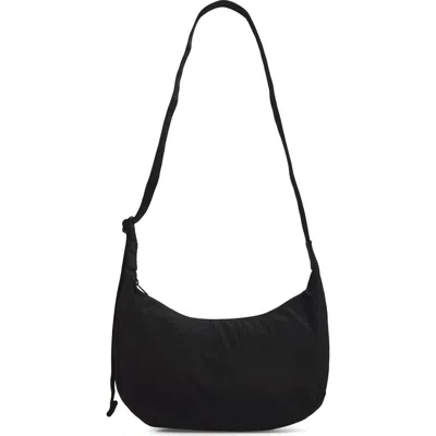 Baggu Medium Crescent Recycled Nylon Crossbody Bag In Black