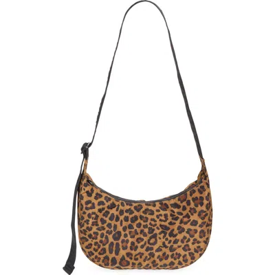 Baggu Medium Crescent Recycled Nylon Crossbody Bag In Leopard