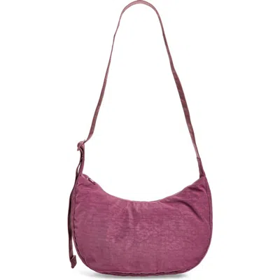 Baggu Medium Crescent Recycled Nylon Crossbody Bag In Wild Plum