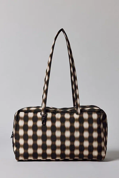 Baggu Medium Nylon Bowler Bag In Blurred Gingham Brown, Women's At Urban Outfitters