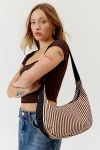 Baggu Medium Nylon Crescent Bag In Brown Stripe At Urban Outfitters