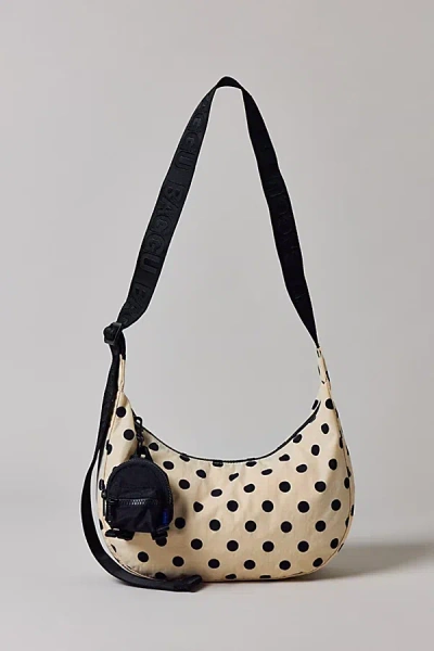 Baggu Medium Nylon Crescent Bag In Cream/black Polka Dot At Urban Outfitters In Multi