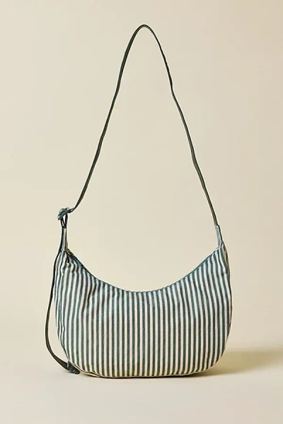 Baggu Medium Nylon Crescent Bag In Sage Stripe, Women's At Urban Outfitters In Green