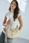 Baggu Medium Recycled Leather Crescent Bag In Stone, Women's At Urban Outfitters In Stone