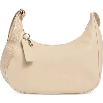 Baggu Medium Recycled Leather Crescent Shoulder Bag In Stone