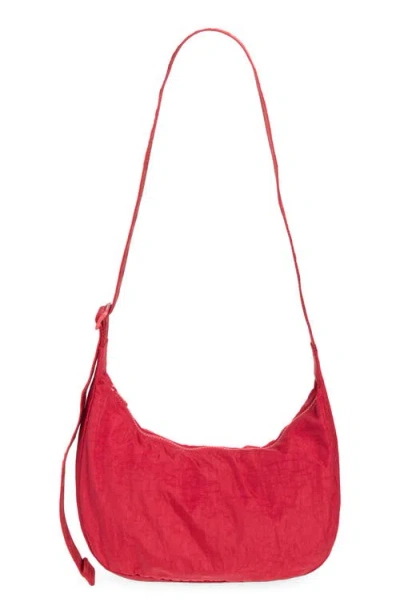 Baggu Medium Recycled Nylon Crescent Crossbody Bag In Cherry