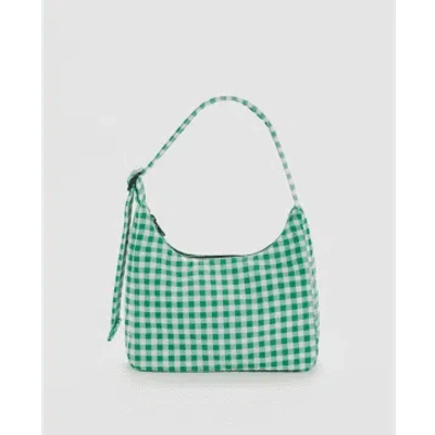 Baggu Mini Shoulder Bag Green Gingham
