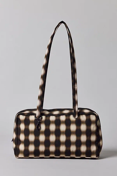 Baggu Nylon Bowler Bag In Blurred Gingham Brown, Women's At Urban Outfitters In Pink