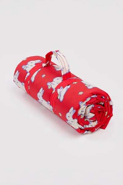 Baggu Patterned Puffy Picnic Blanket In Bunnies At Urban Outfitters In Red