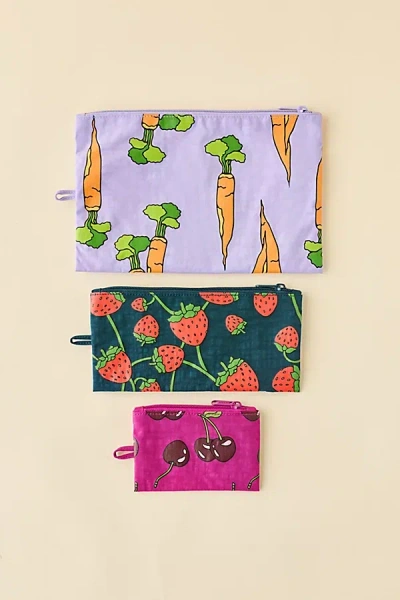 Baggu Printed Flat Pouch Set In Carrots/berries, Women's At Urban Outfitters