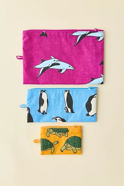 Baggu Printed Flat Pouch Set In Vacation Animals, Women's At Urban Outfitters In Multi