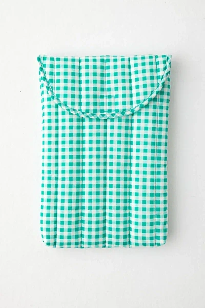 Baggu Puffy 16" Recycled Laptop Sleeve In Green Gingham At Urban Outfitters