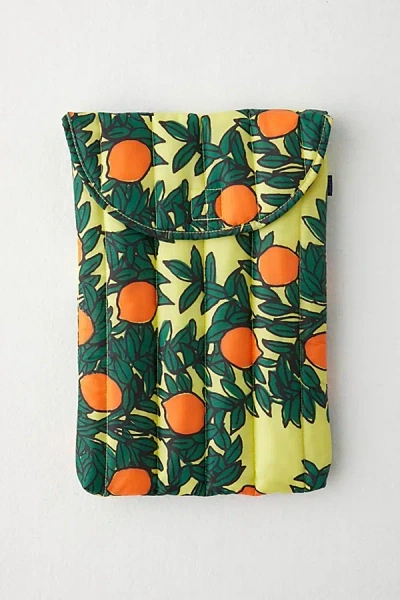 Baggu Puffy 16" Recycled Laptop Sleeve In Orange Tree Yellow At Urban Outfitters In Green