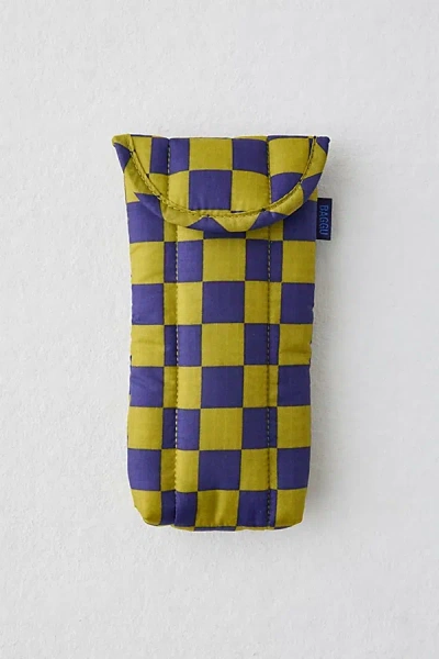 Baggu Puffy Glasses Sleeve In Pear Navy Check At Urban Outfitters In Pear Navy Check
